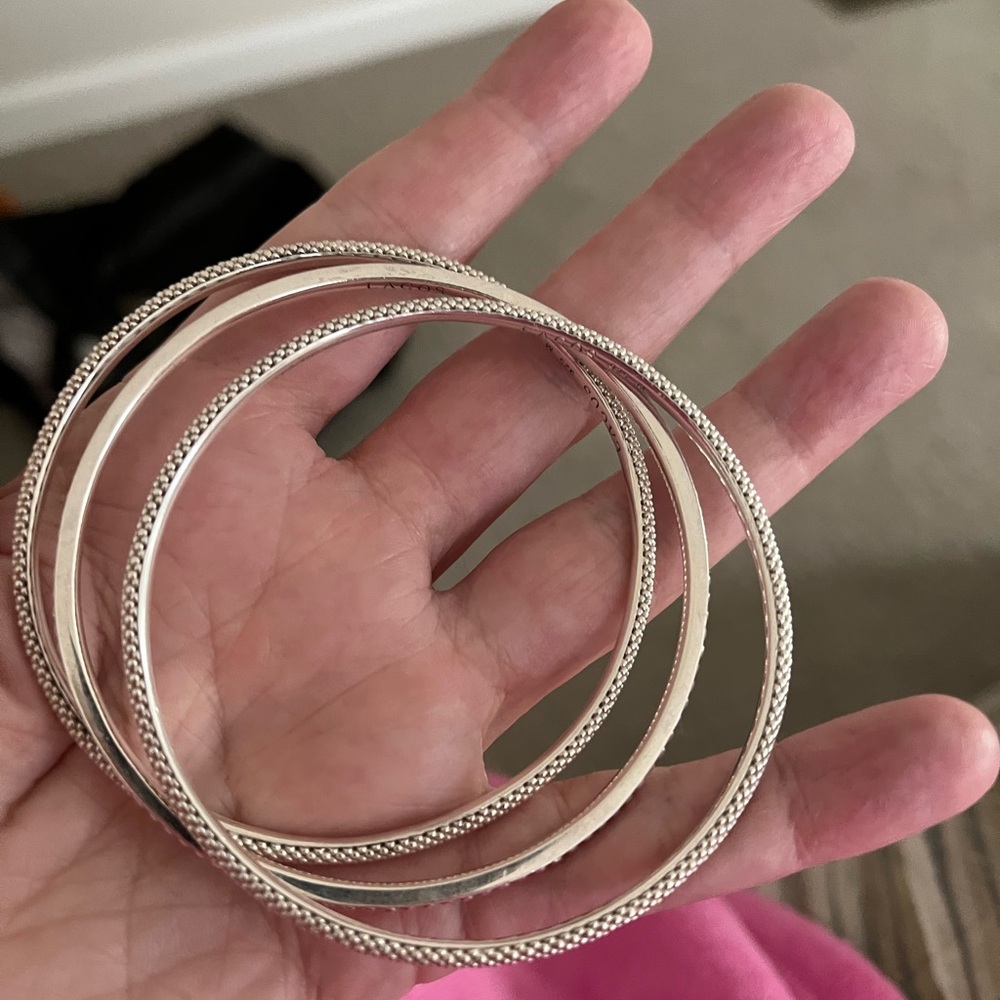 LAGOS Caviar Sterling Silver Three Bangle Set - Picture 8 of 16